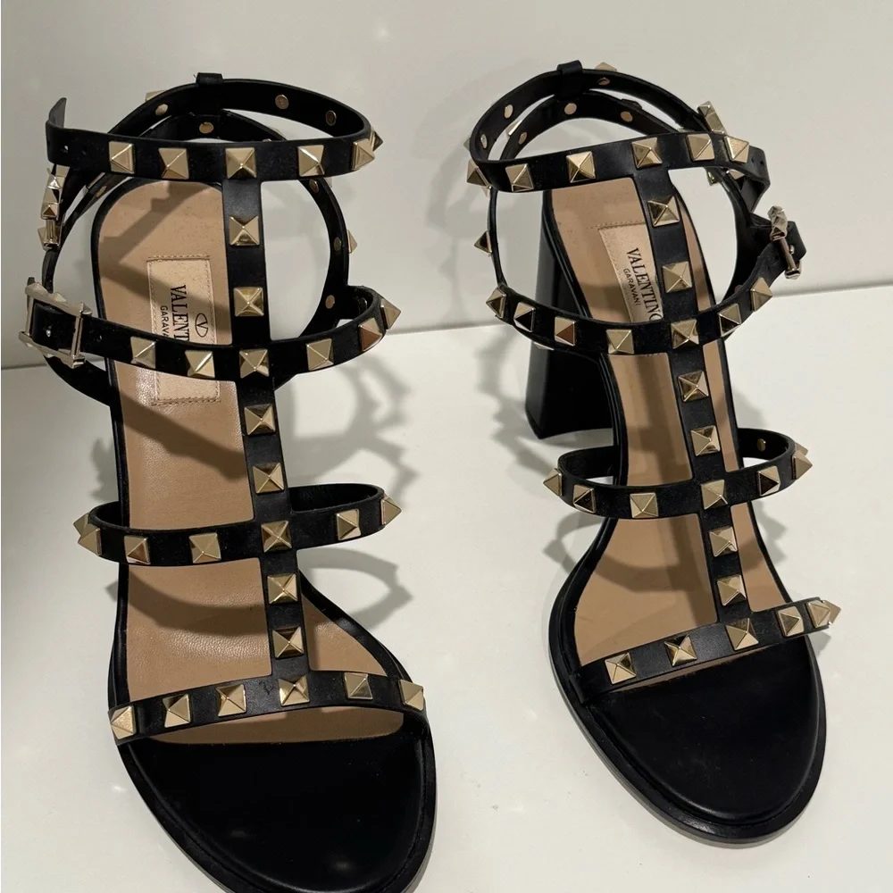 Valentino Black Heels ROCKSTUD ANKLE STRAP SANDAL 90 MM - Picture 7 of 11
